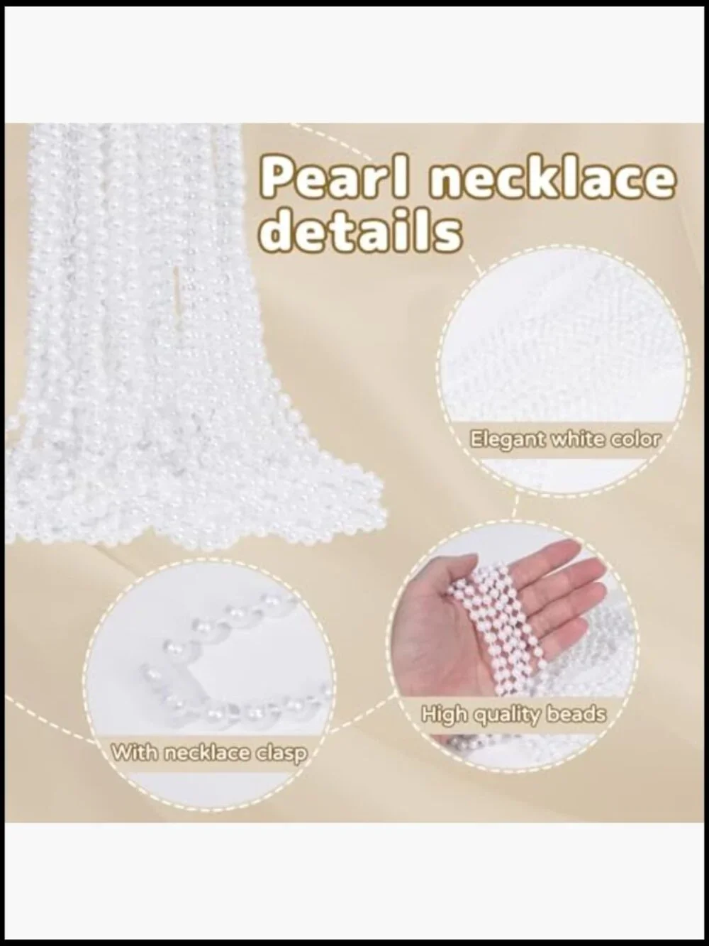 24 Faux Pearl Necklaces 6mm White Beaded Bulk 33 inch Strand Costume Jewelry
